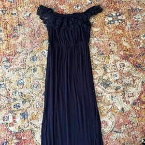 Navy blue off shoulder dress